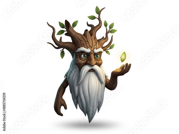 Fototapeta 빛나는 잎사귀를 들고 있는 나무 정령