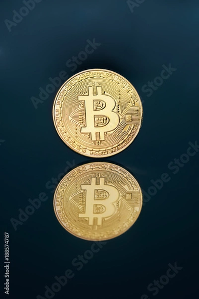 Fototapeta Close up of bitcoin coin