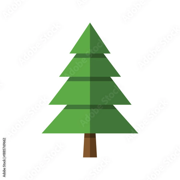 Obraz Minimal pine tree flat vector icon illustration isolated on white background