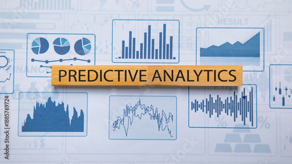 Obraz Predictive Analytics text with a financial graphs.