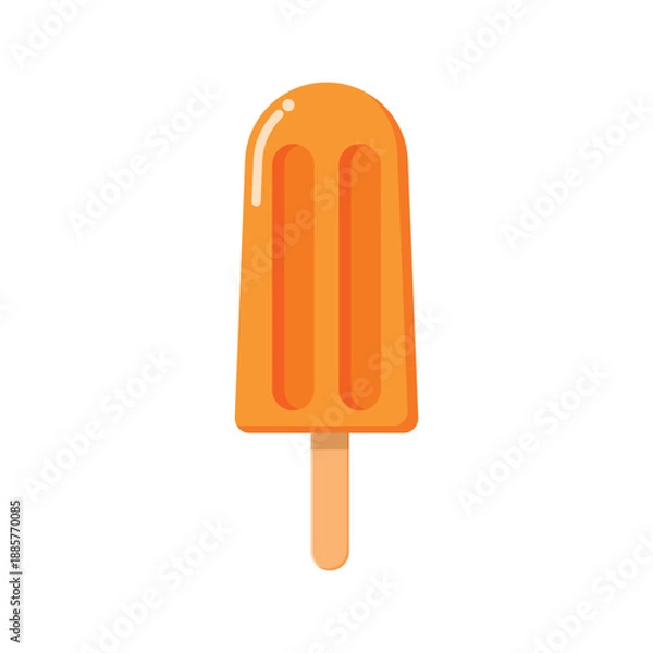 Obraz Refreshing orange popsicle flat vector design isolated on white background