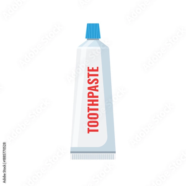Obraz Toothpaste flat vector illustration isolated on clean white background