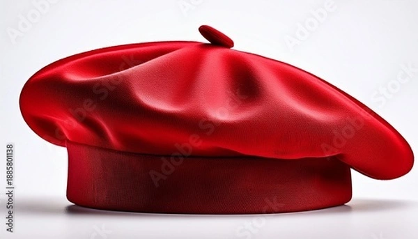 Obraz red beret hat isolated on solid white background form