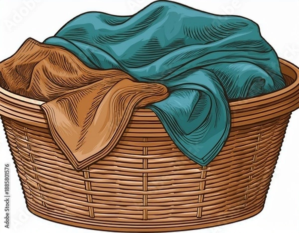 Obraz wicker laundry basket with cloth