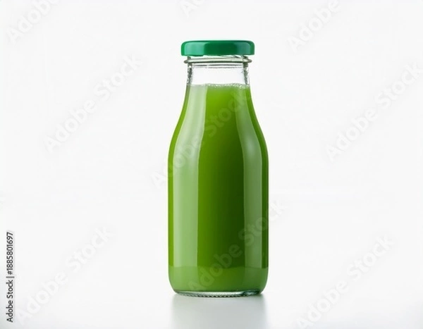 Obraz green juice bottle smooth glossy isolated on solid white background format