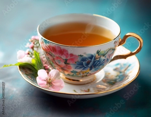 Obraz floral teacup with tea