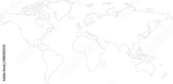 Fototapeta world map vector without coloring 