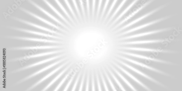 Obraz Sun rays. Grey background, white sun rays. Radial circle lines. Starburst pattern. Comic beam lines. Sun rays effect. vector modern.