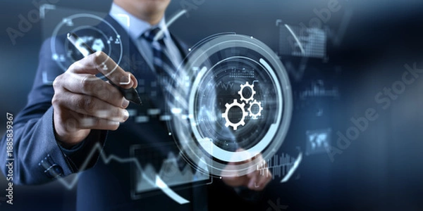 Obraz Business Process Automation and Workflow Optimization Concept with Digital Interface.