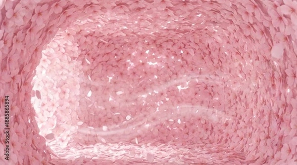 Obraz 満開の桜の花びらで埋め尽くされた幻想的なピンク色のトンネル generative ai