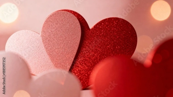 Obraz pink heart on a red background