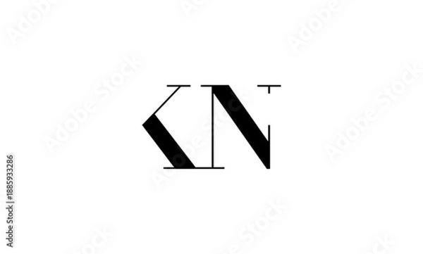 Fototapeta KN initial letters logo or KN monogram