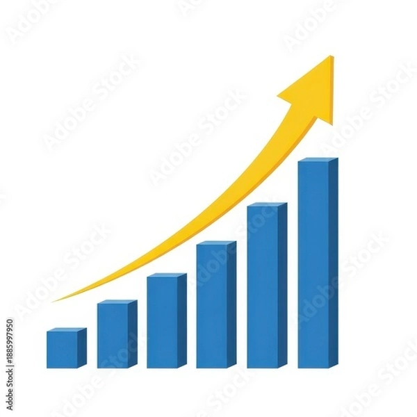 Obraz Visualizing growth A simple bar graph with an upward trending arrow