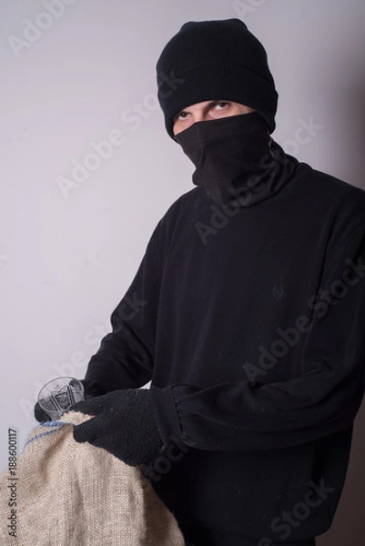 Obraz masked thief with bag 