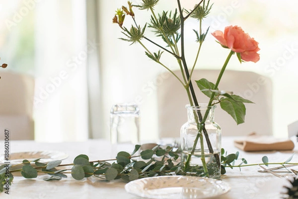 Fototapeta 空の庭ウエディング 披露宴テーブルの装花