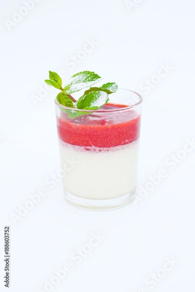 Fototapeta Strawberry dessert on isolated white background