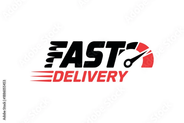 Obraz Fast Delivery Logo with Speedometer