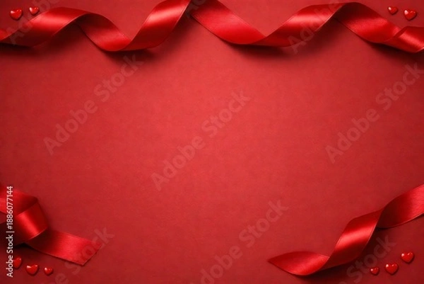 Obraz Minimal Red Ribbon Waves Copy Space