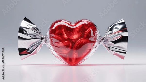 Obraz Shiny red heart candy
