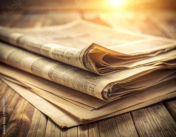 Obraz 古い新聞の束/stack of old newspapers