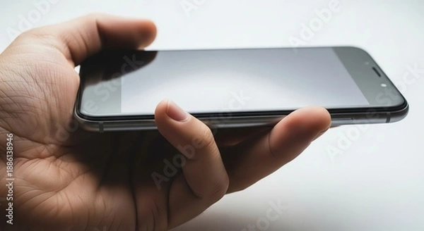 Obraz Hand holding smartphone with blank screen