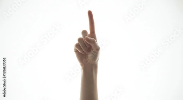 Obraz Hand pointing upward against white background