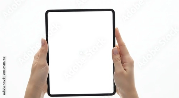 Obraz Tablet device held by hands with transparent background