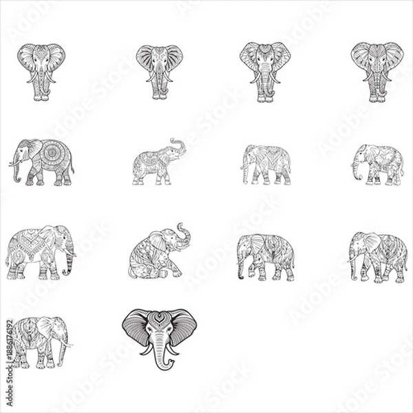 Fototapeta Elephant Mandala Svg Bundle 