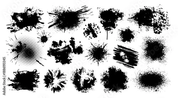 Obraz Halftone Dot Splatter and Grunge Texture Set