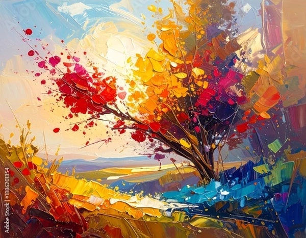 Obraz Vibrant autumn tree landscape