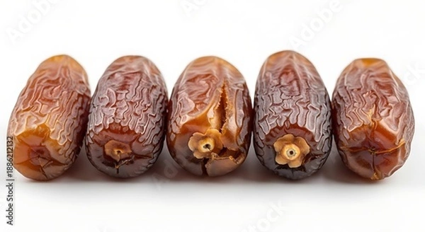 Obraz Dried Dates on White Background