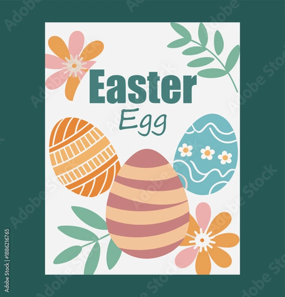 Obraz Vibrant easter eggs adorned with charming patterns and delicate spring flowers