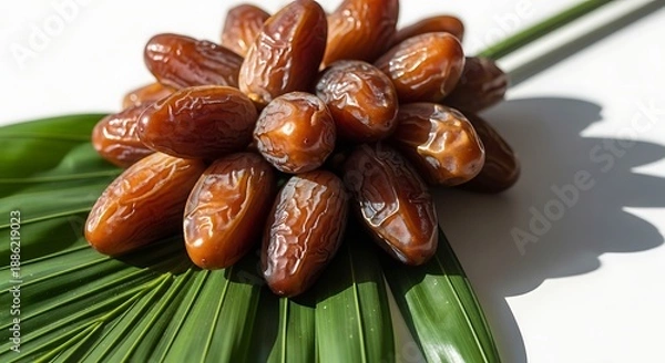 Obraz Dates arranged on palm leaf