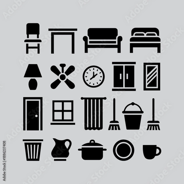 Obraz Black and white vector icon set 3.eps