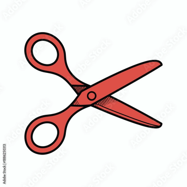 Obraz Red scissors illustration on white background