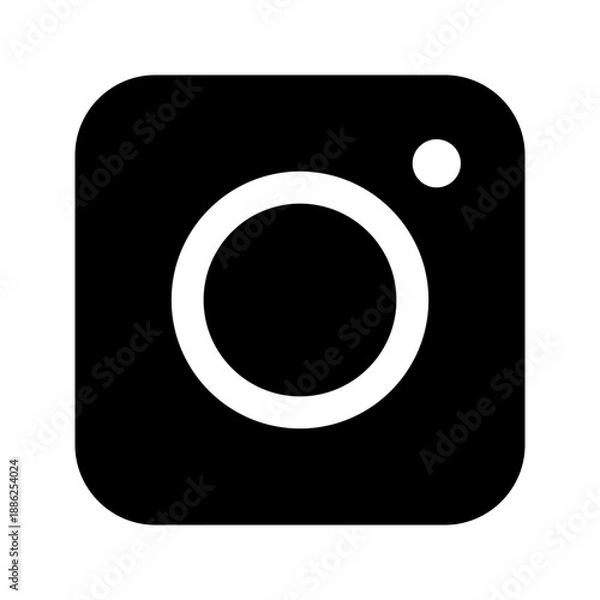 Obraz Minimalist solid instagram icon vector in black and white design. 