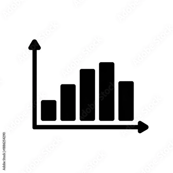 Obraz Minimal solid black vector icon of bar graph only, clean flat design.