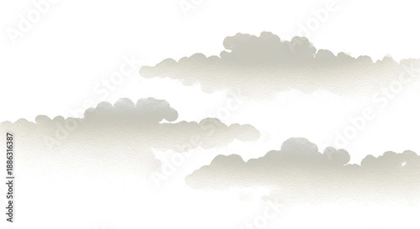 Obraz 日本らしい浮世絵風の雲、霞雲、背景透過素材