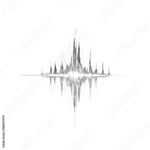 Obraz Abstract sound wave audio frequency visualization isolated on transparent background