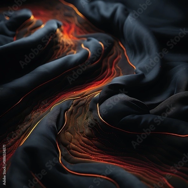 Obraz Lava flow on dark terrain