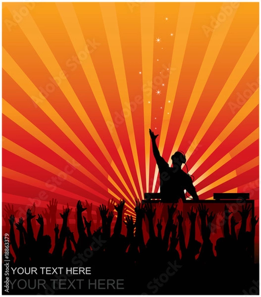 Obraz Dj cheering audience vector background