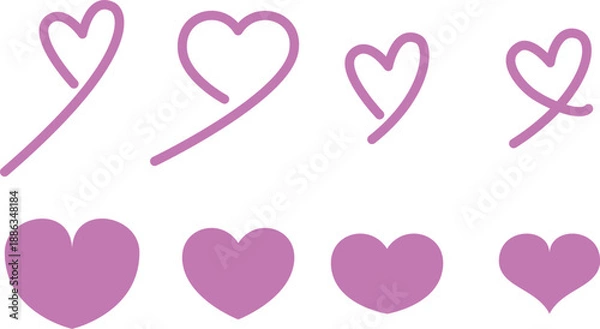 Fototapeta ハート アイコン セット / Heart Icon Set – 愛・恋・メッセージ・バレンタイン素材