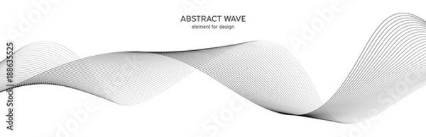 Fototapeta Abstract wave element for design. Digital frequency track equalizer. Stylized line art background. Vector illustration. Wave with lines created using blend tool. Curved wavy line, smooth stripe.