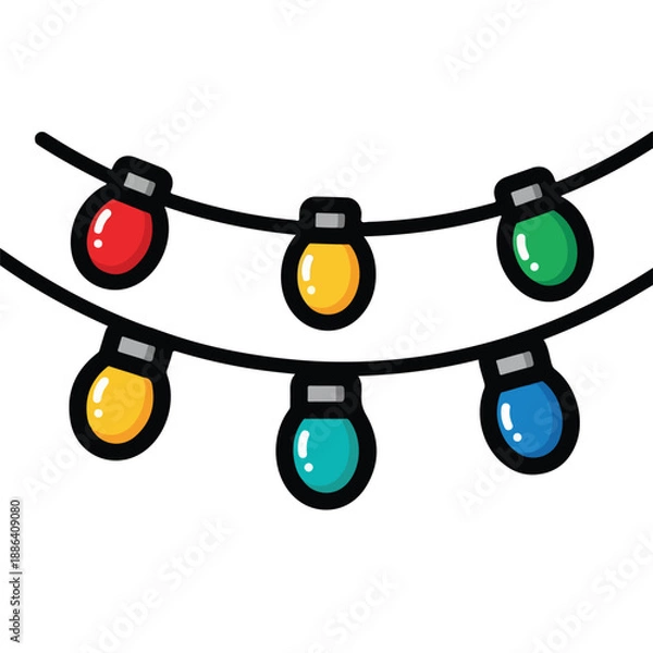 Obraz Colorful String Lights Illustration Design.
