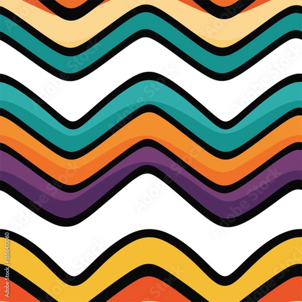 Obraz Colorful wavy lines pattern design element.