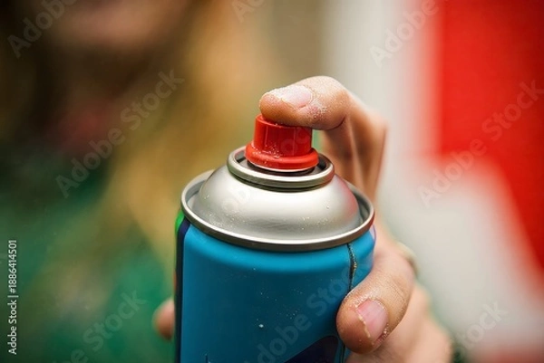 Obraz Hand Removing Cap from Spray Paint Can