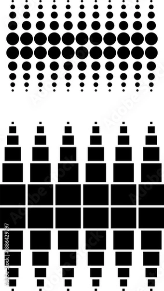 Obraz Abstract halftone pattern vector set with circles and squares.