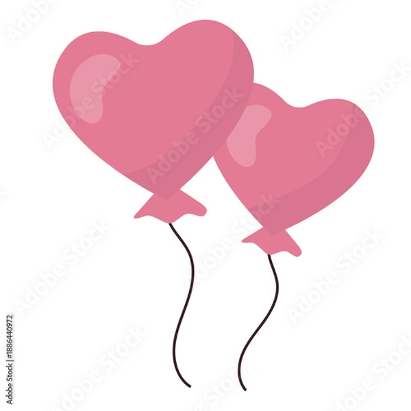 Obraz two pink ballon illustration icon