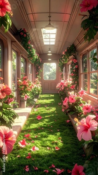 Obraz Hibiscus Inside a Train Car