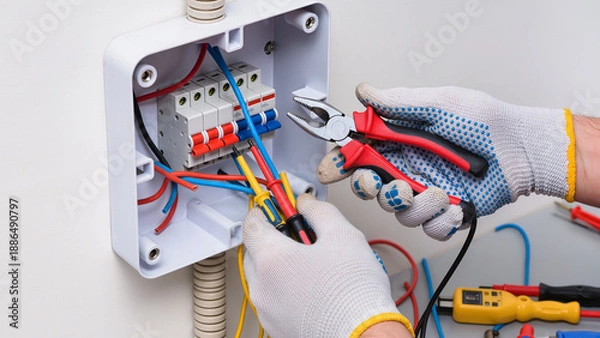 Fototapeta Electrician at work 